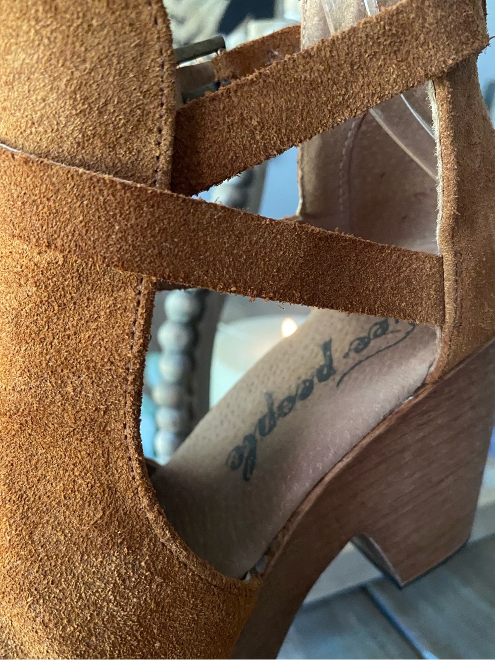 Free People Cedar Clogs Leather Wooden Platform Ankle Boots Womens 36 Tan Brown - Picture 6 of 12